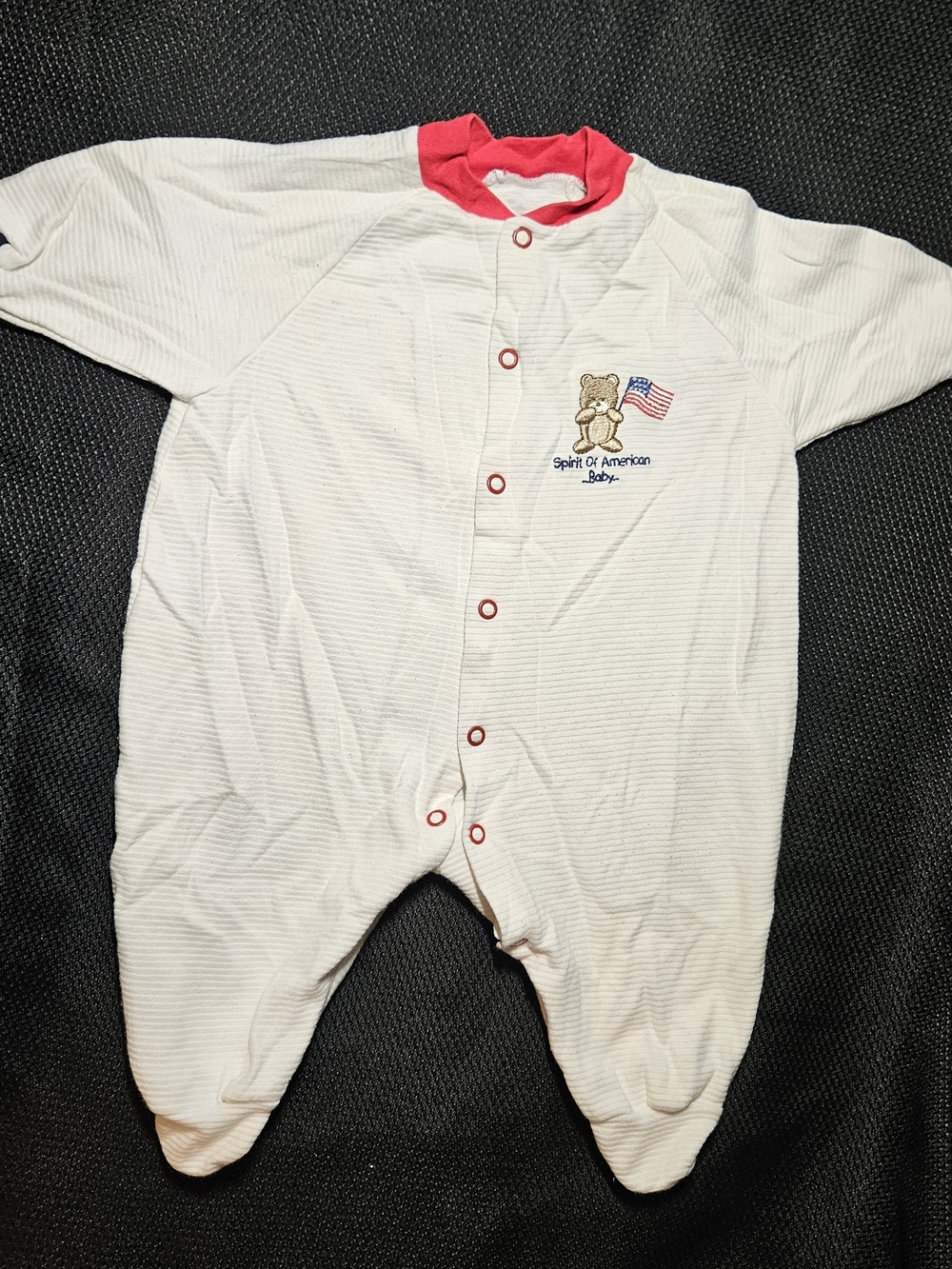 Unbranded White & Red Baby One-Piece Footed Romper